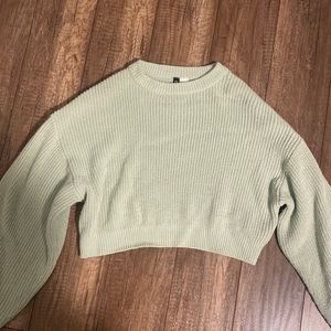 hm divided pastel green crop sweater